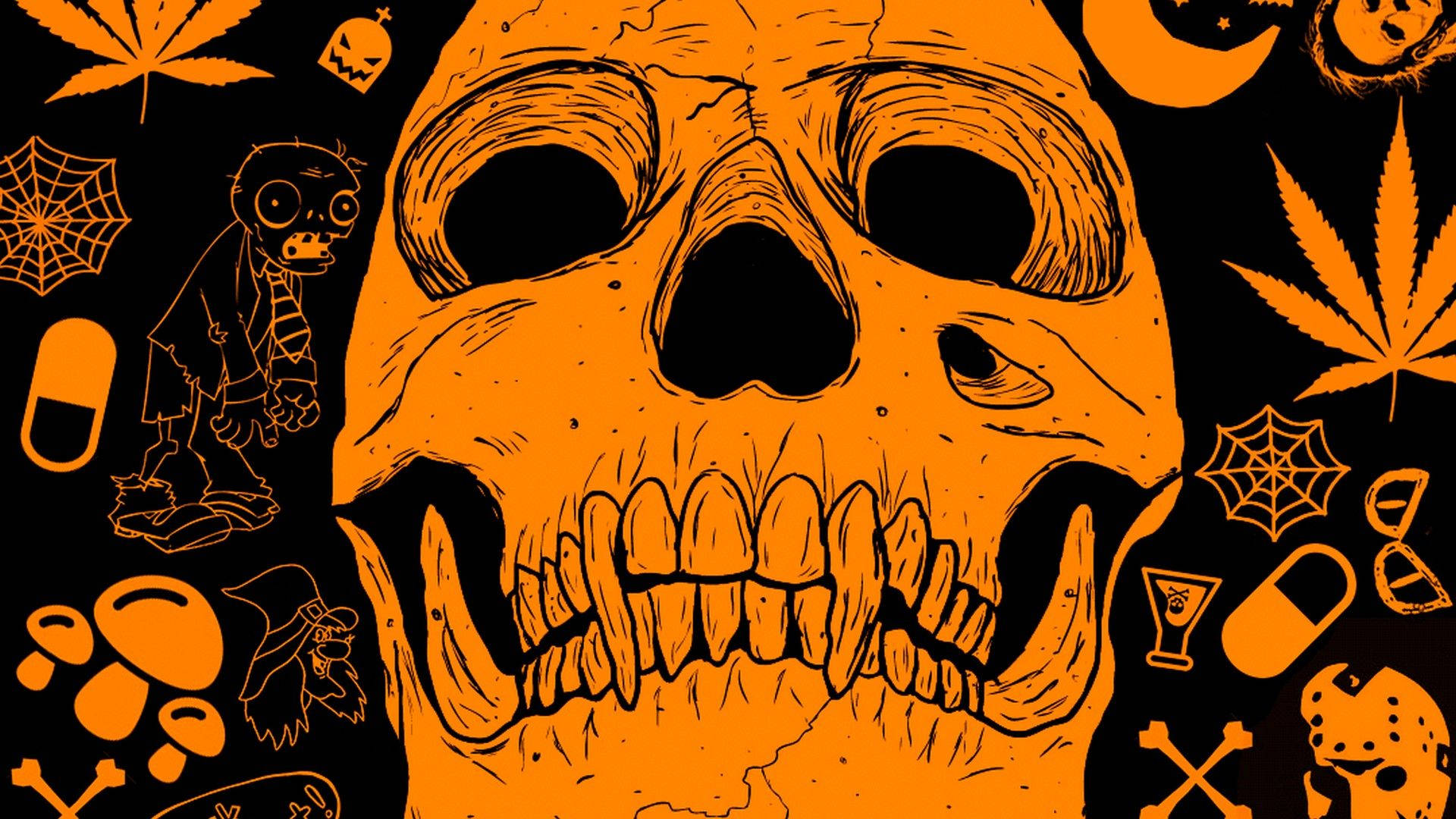 Bungo Halloween na Kahel na Bungo Wallpaper