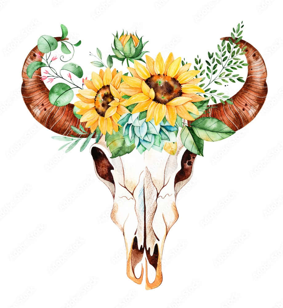 Bungo ng Baka na May Koronang Bulaklak Wallpaper