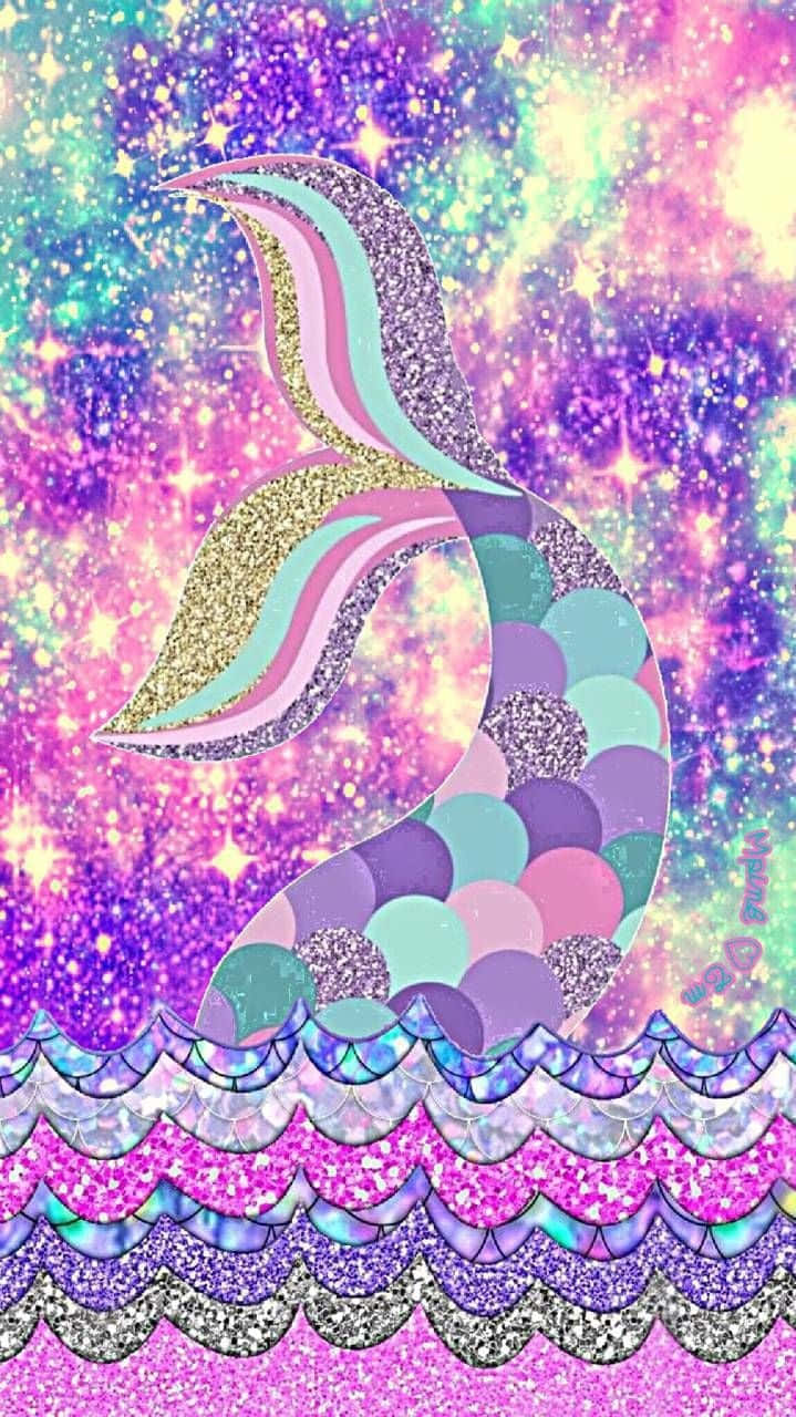 Buntot at Dagat na Kislap ng Sirena Wallpaper