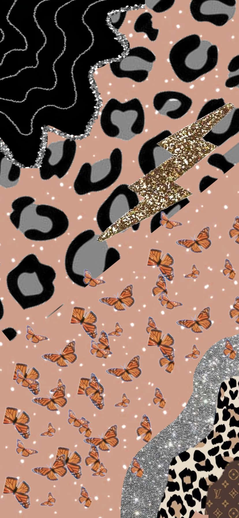 Butterfly At Cute Cheetah Print Wallpaper