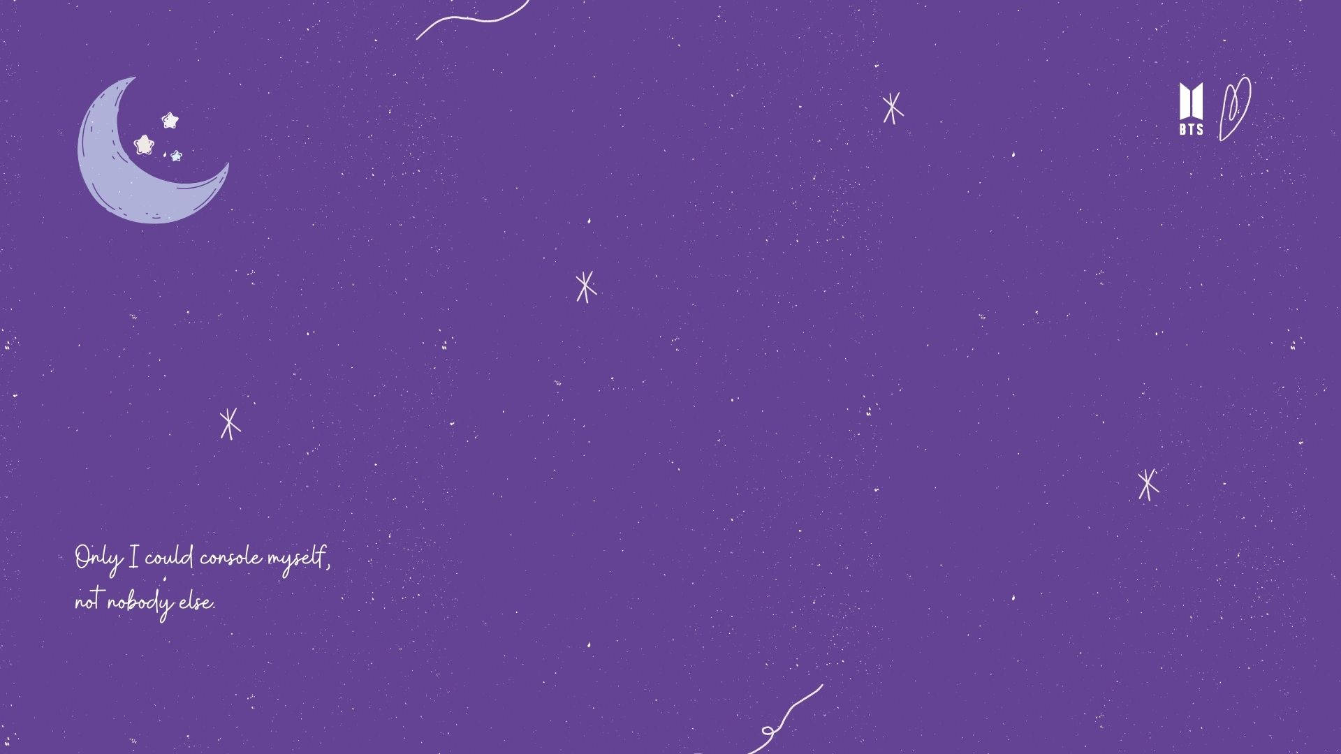 Buwan at mga Bituin na Pastel Purple Wallpaper