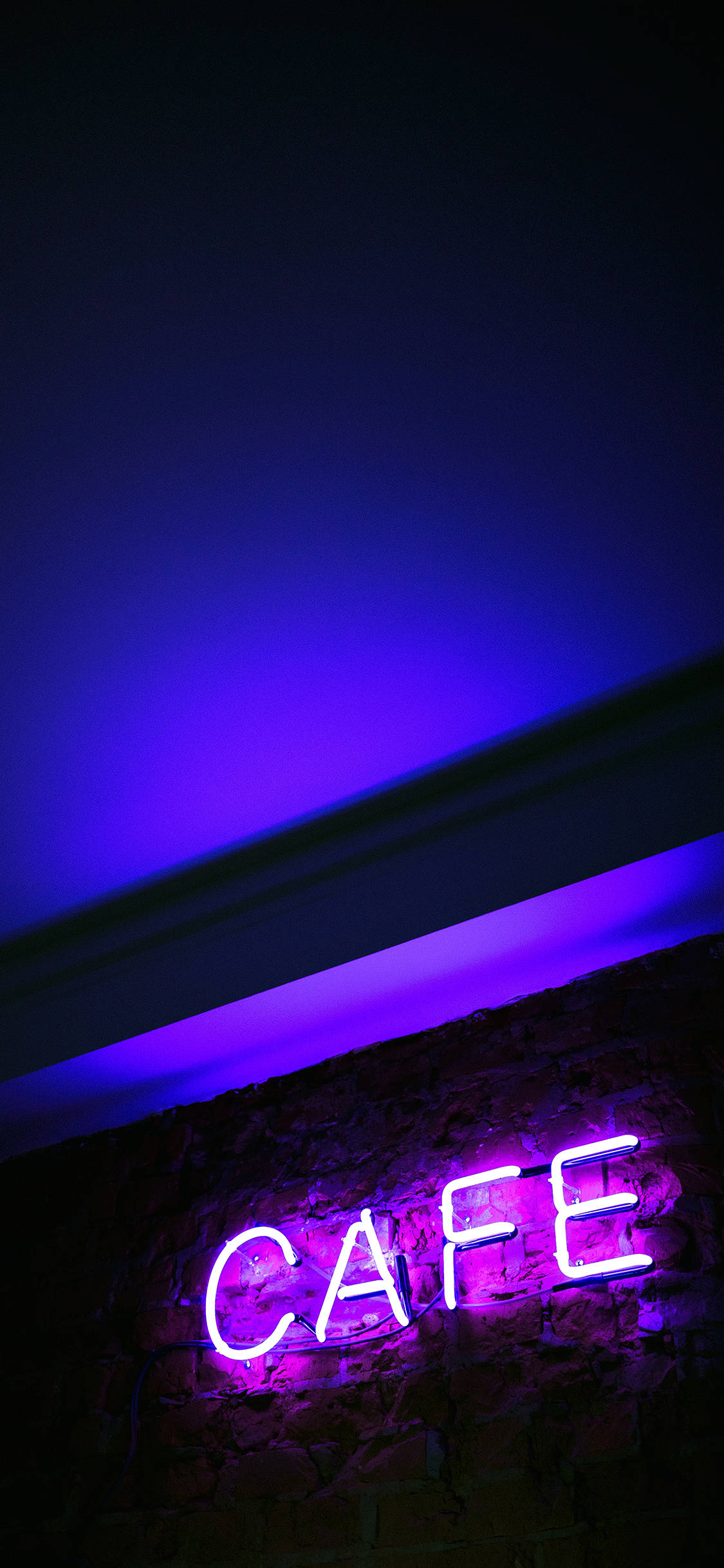 Cafe Sign Neon Purple iPhone Wallpaper