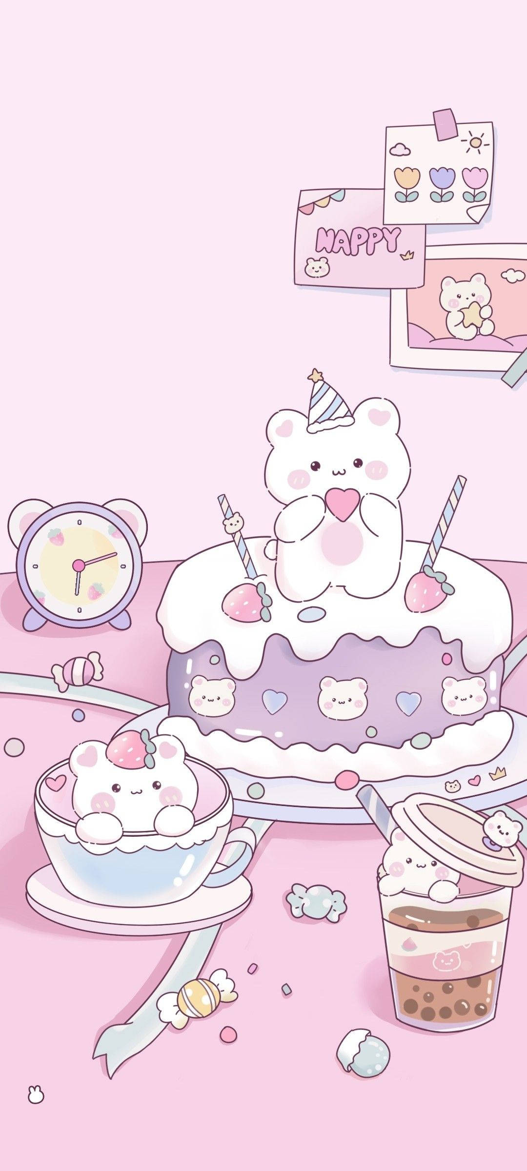 Cake at Tea Soft Aesthetic Wallpaper