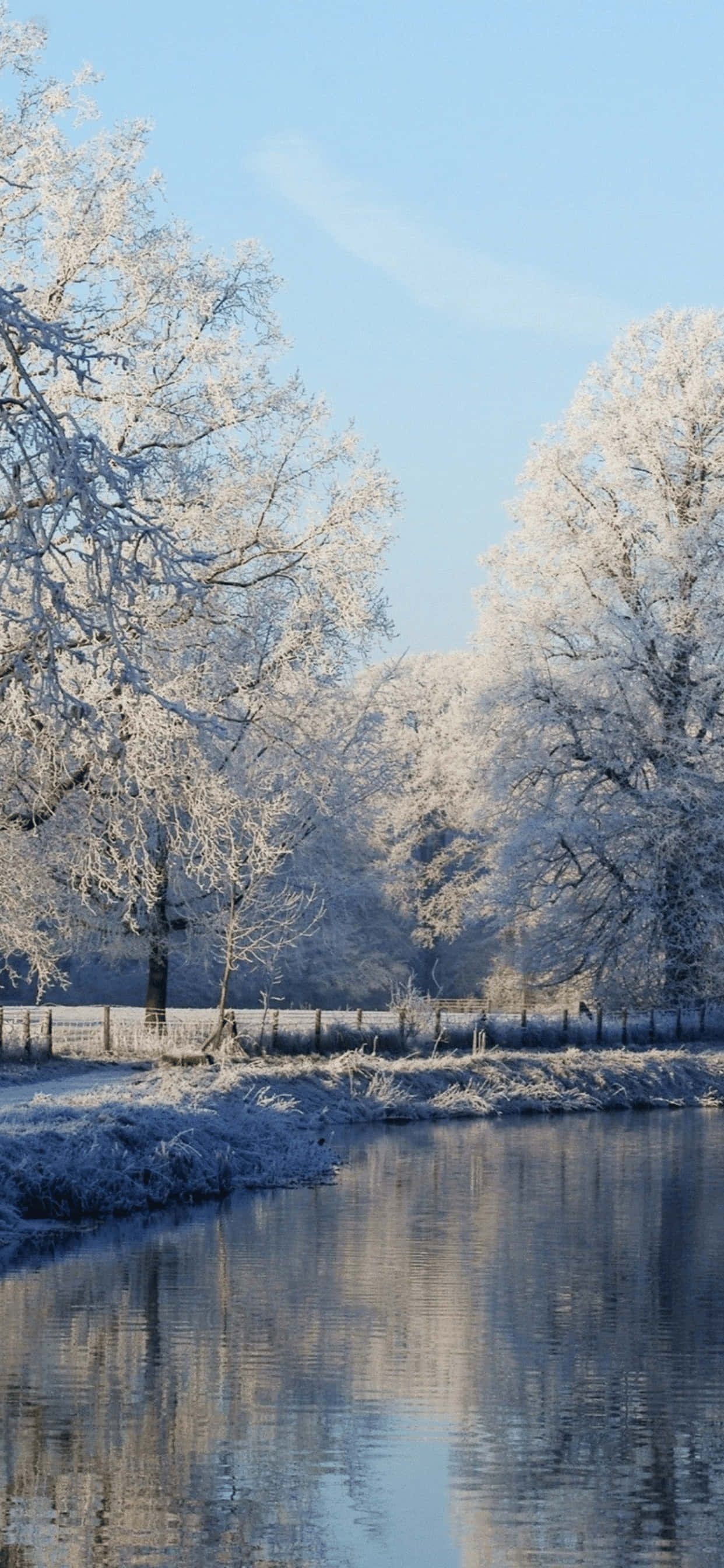 Calm River iPhone XS Max Winter Background Wallpaper