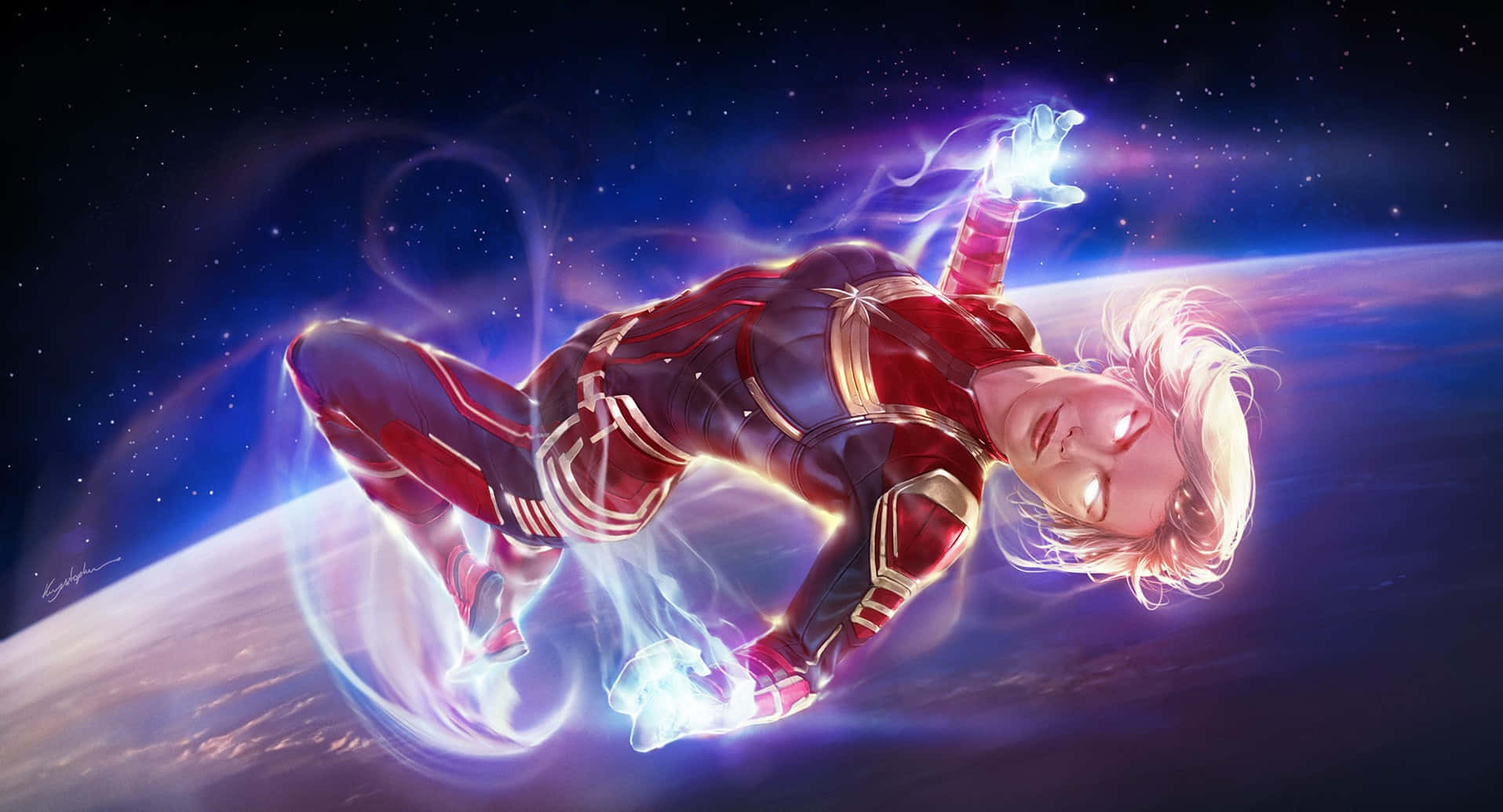 Captain Marvel Carol Danvers Sa Outer Space Wallpaper