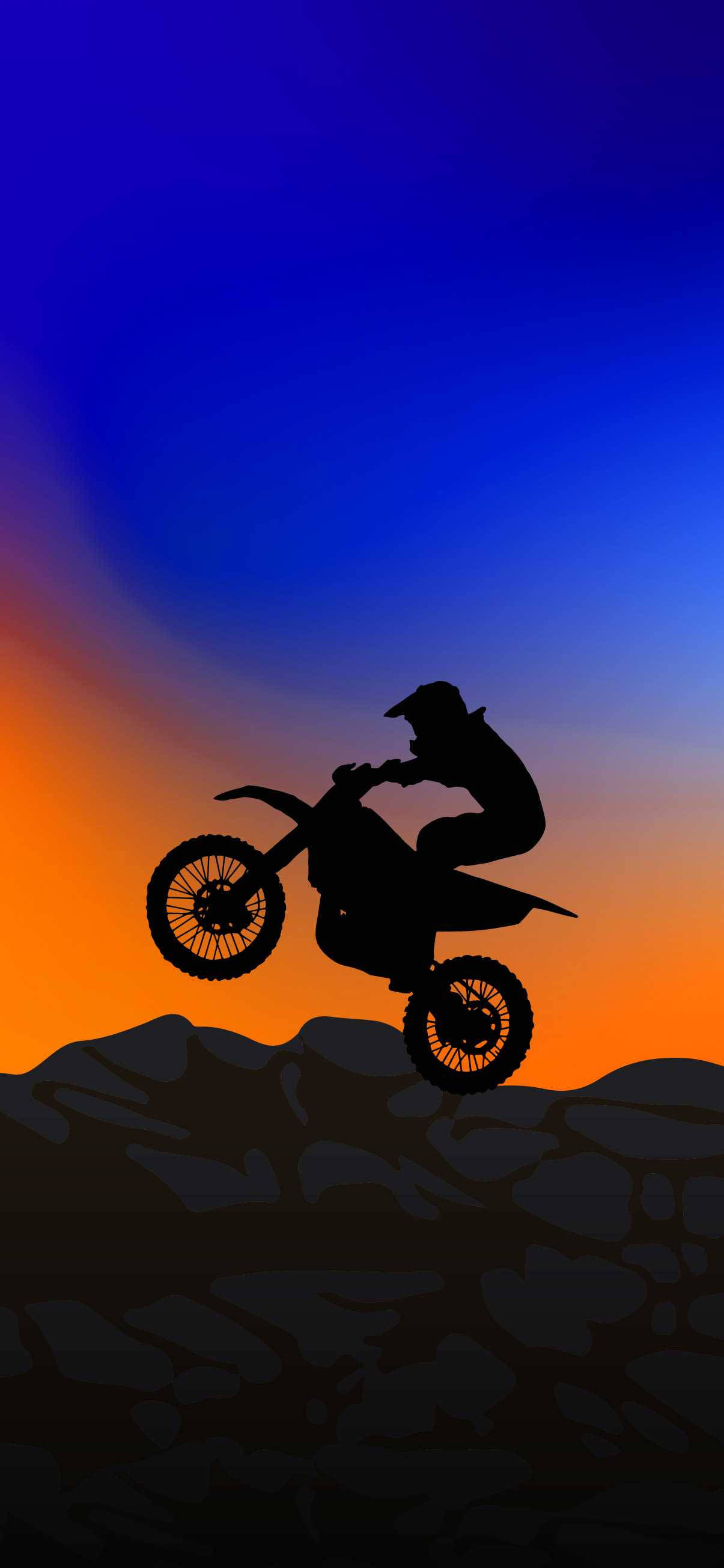 Caption: Ekstremong Kilig - Silweta ng dirt bike na lumilipad sa paglubog ng araw Wallpaper