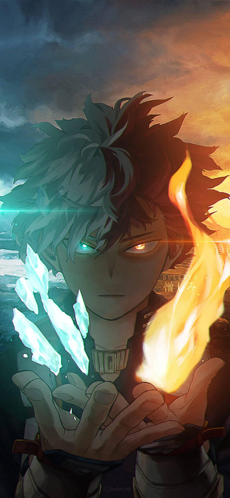 Caption: Intense Power Trifecta: Deku, Todoroki at Bakugou Wallpaper