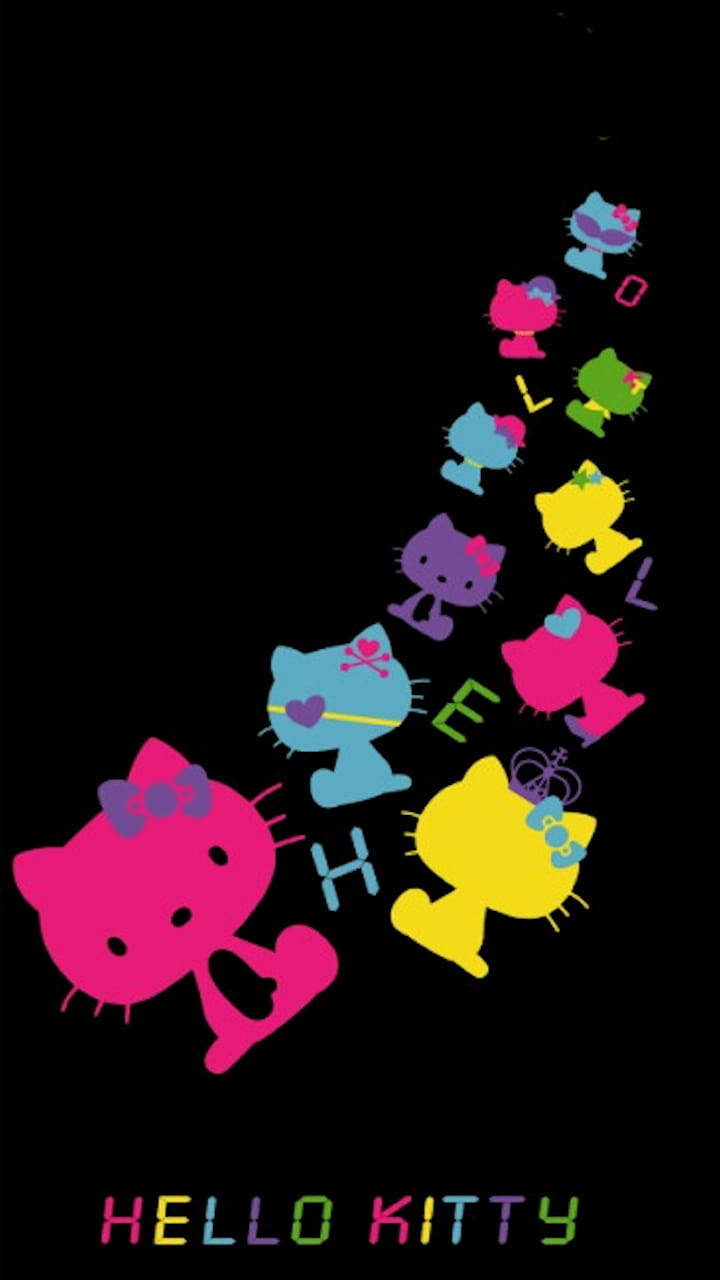 Caption: Mapaglarong at Mahiwagang Itim na Hello Kitty Wallpaper