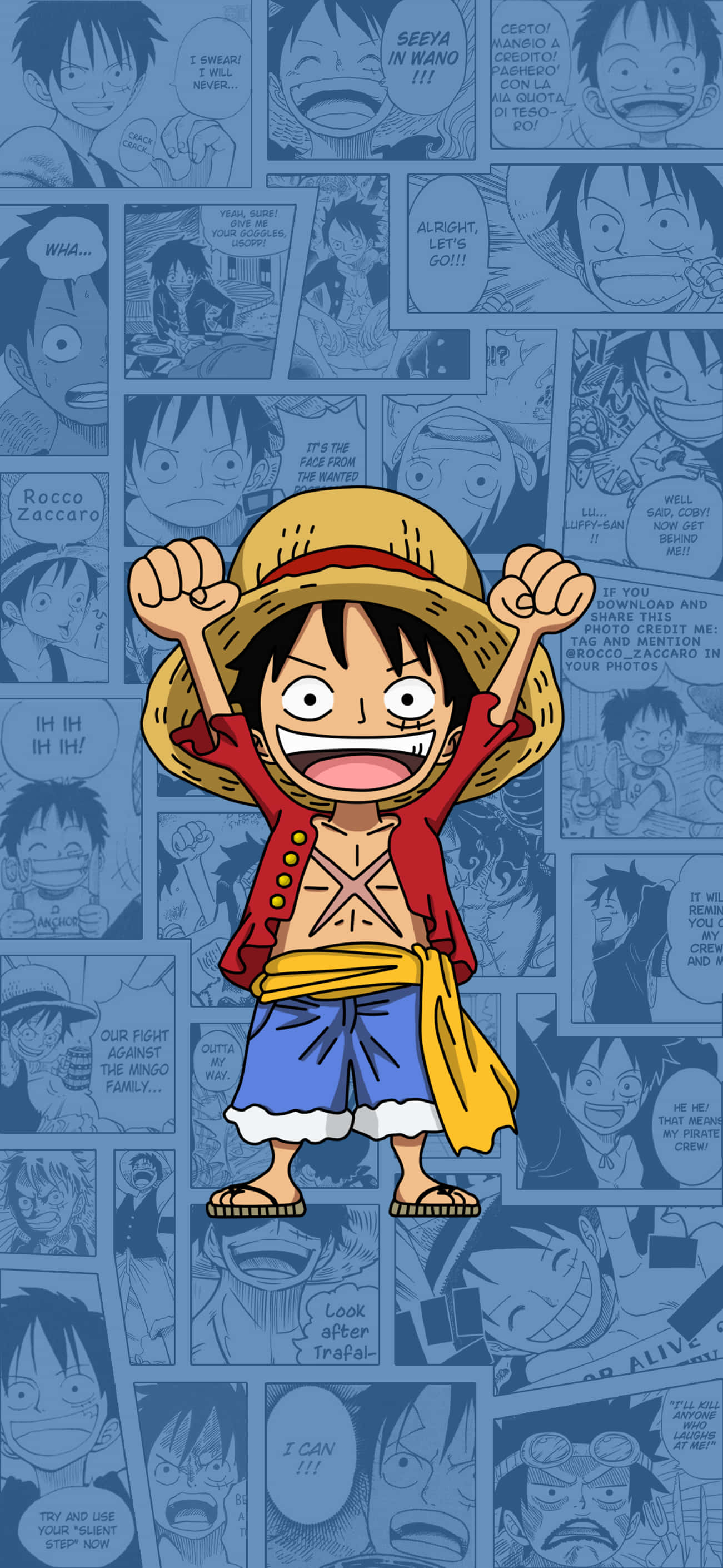Caption: Makapangyarihang Tindig ni Luffy sa Luffy Phone Wallpaper