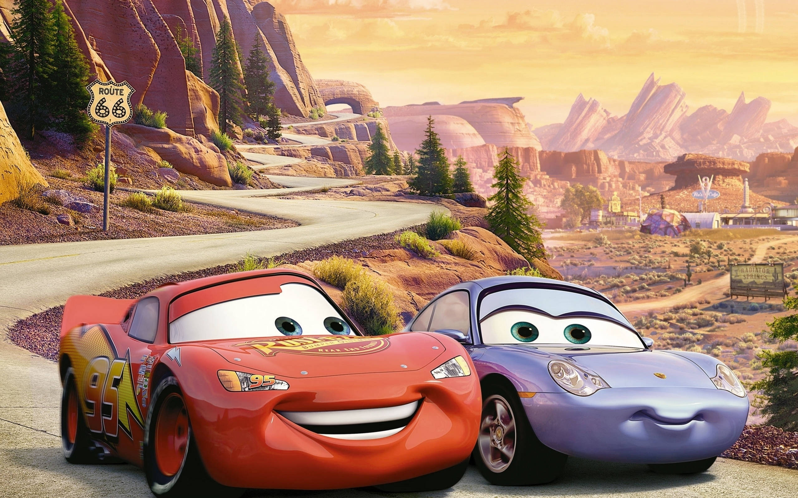 Cars Lightning McQueen At Rainie Wallpaper