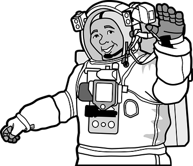 Cartoon Astronaut na Kumakaway ng Hello Wallpaper