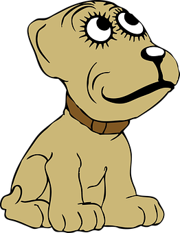 Cartoon Brown Dog na Nakaupo Wallpaper