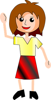 Cartoon Girl na Kumakaway ng Hello Wallpaper
