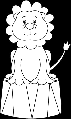 Cartoon Lion Circus Pedestal Wallpaper
