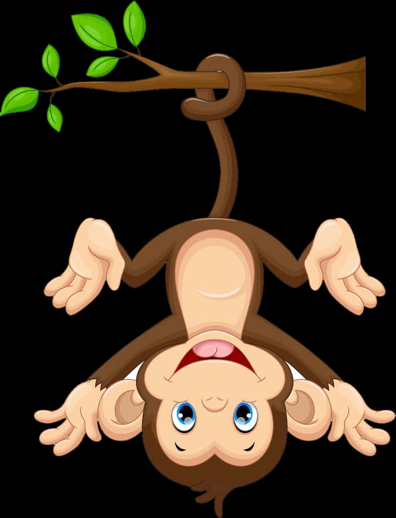 Cartoon Monkey na Nakabitin na Baligtad Wallpaper