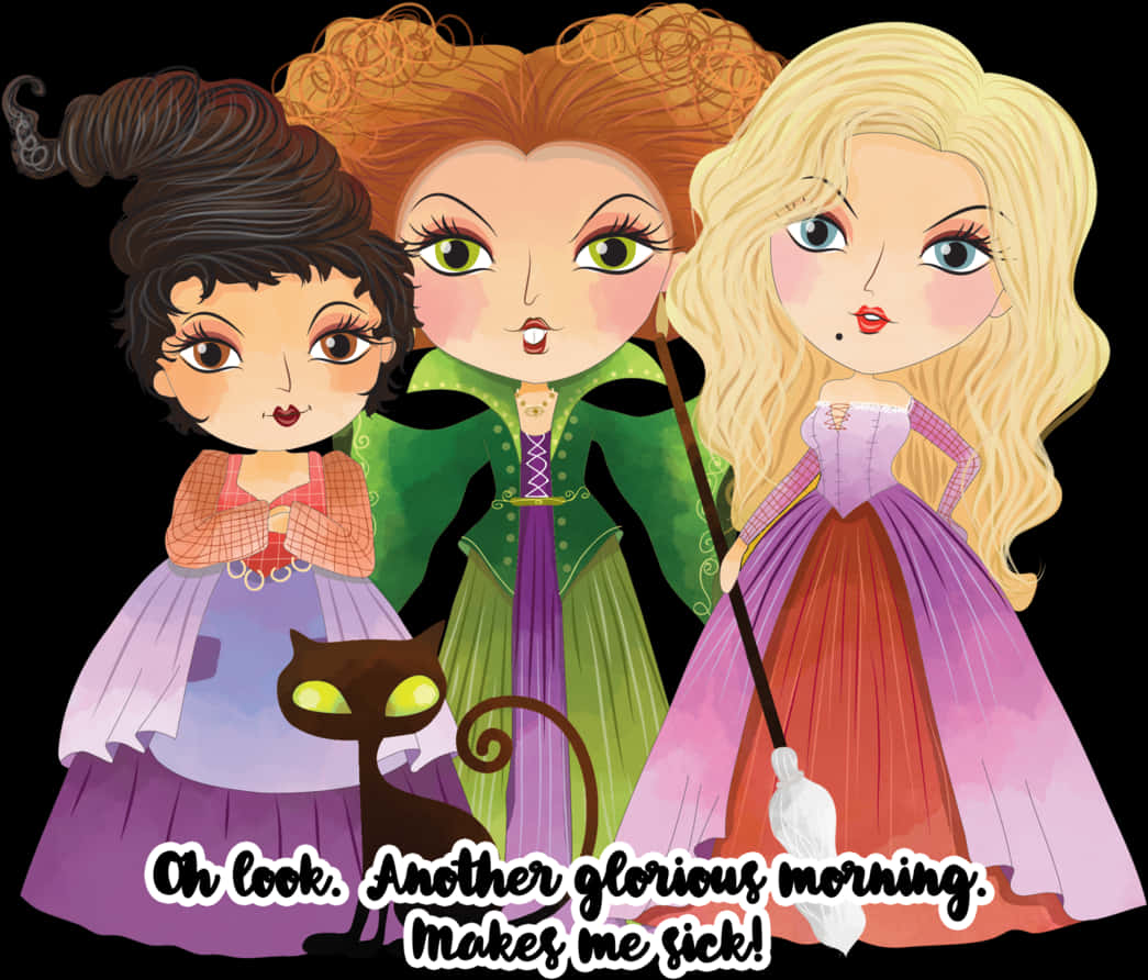 Cartoon ng Sanderson Sisters mula sa Hocus Pocus Wallpaper