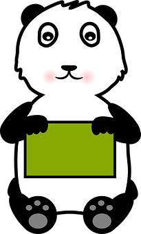 Cartoon Panda na May Hawak na Karatula Wallpaper