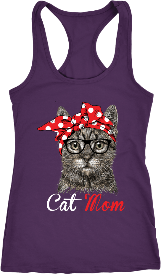 Cat Mom Tank Top na may Graphic Print Wallpaper