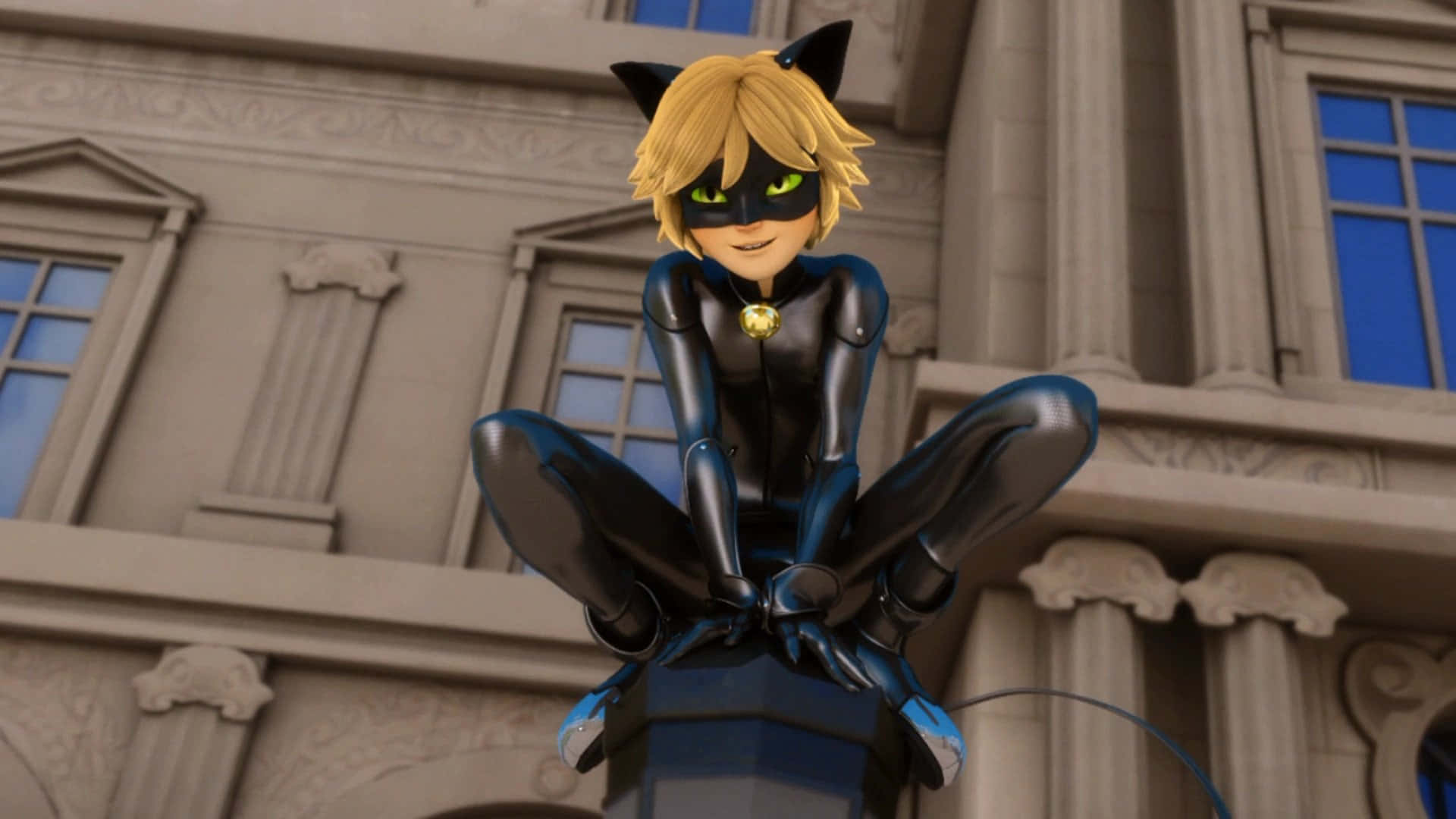 Cat Noir na nagbabantay sa lungsod Wallpaper
