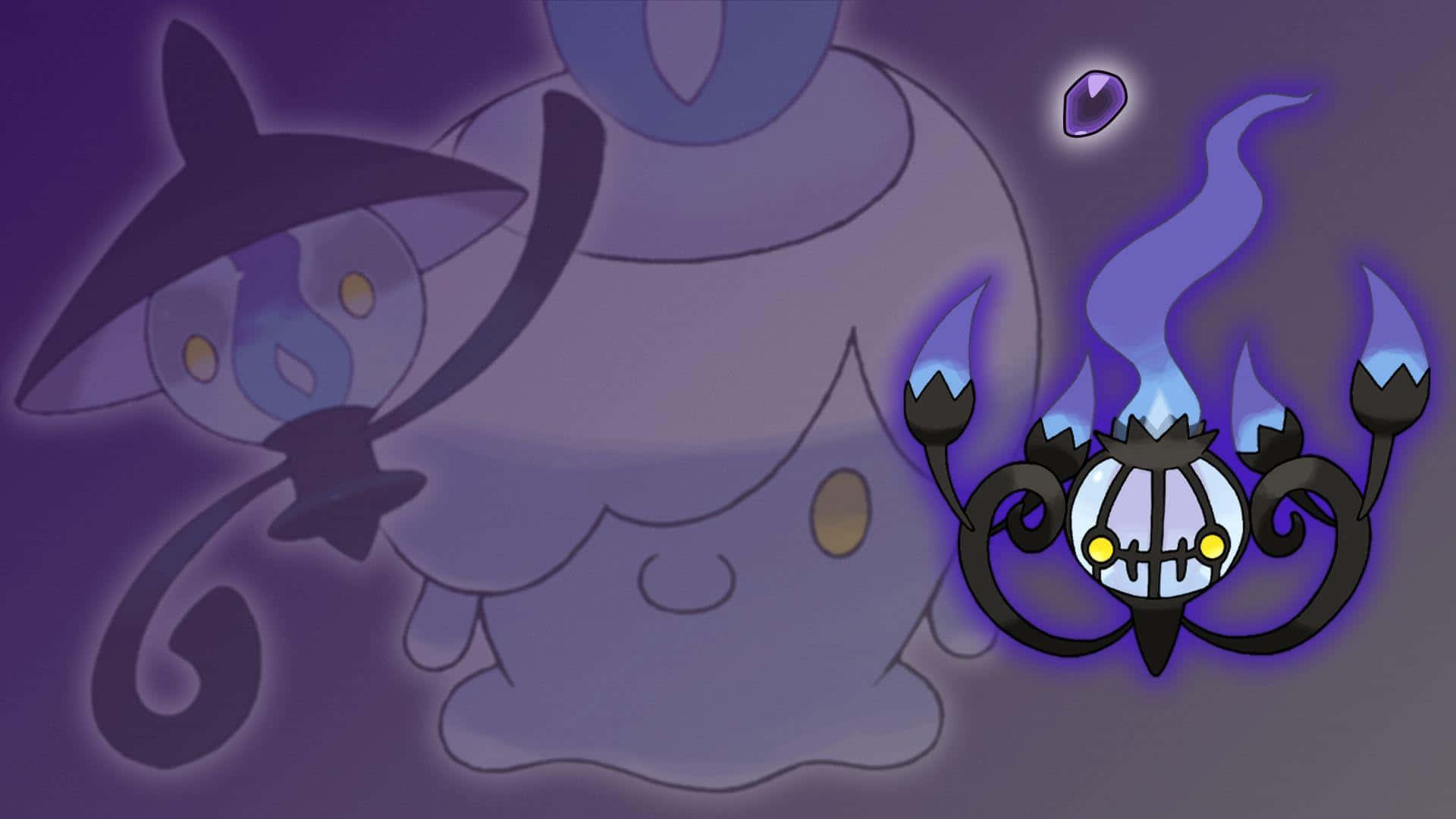 Chandelure na may Silhouette ng Lampent at Litwick Wallpaper