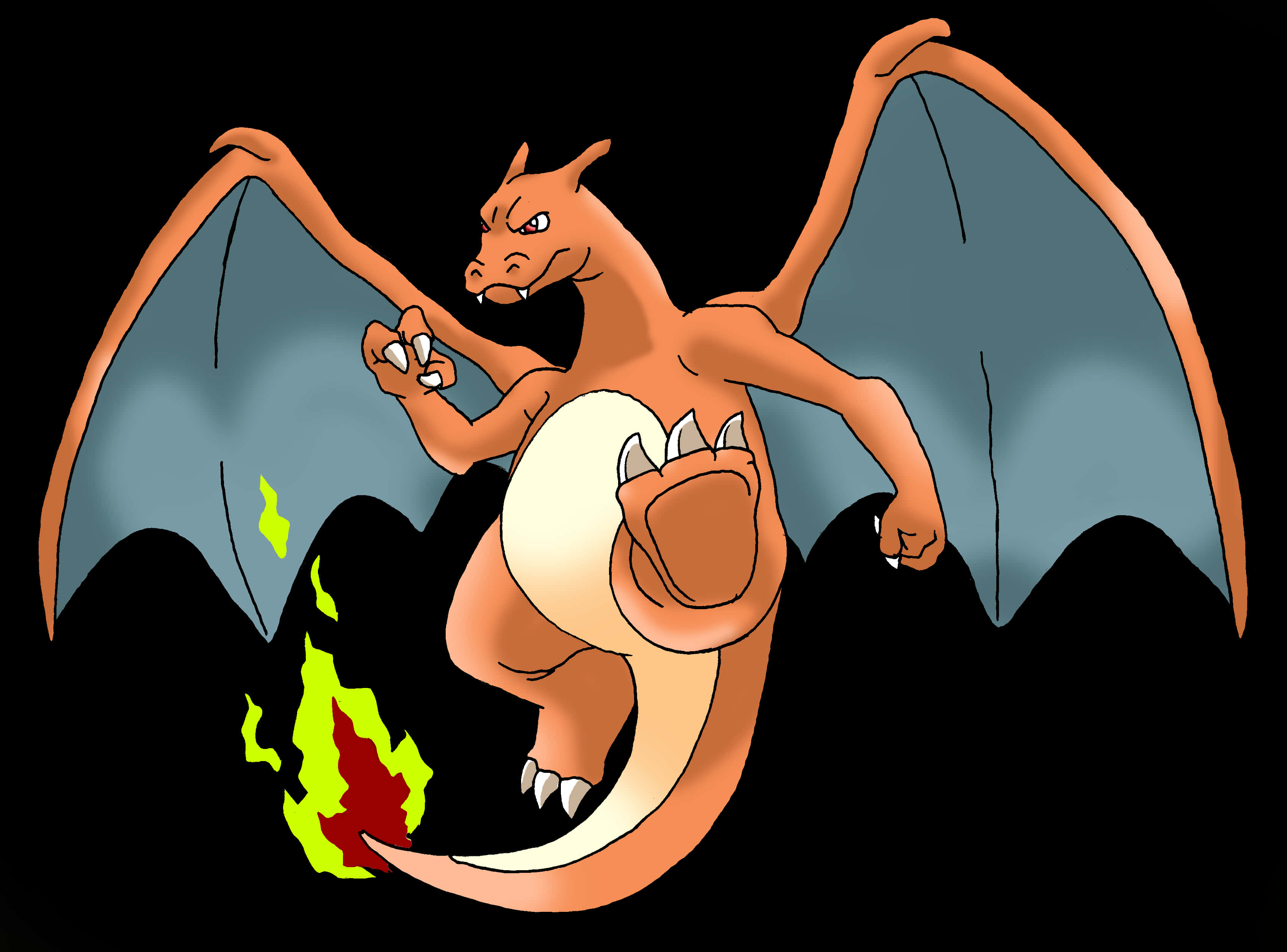 Charizard na Humihinga ng Apoy - Sining ng Pokemon Wallpaper