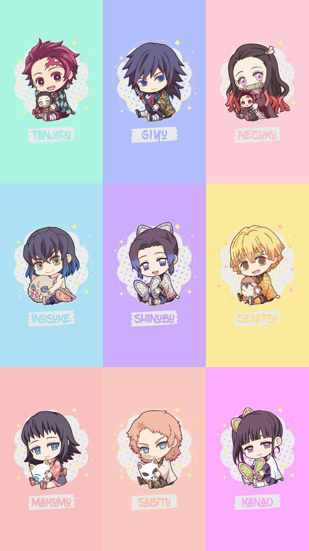 Chibi Demon Slayer para sa iPhone Wallpaper