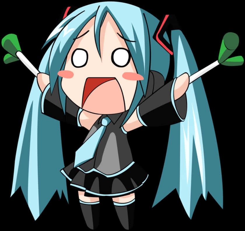 Chibi Hatsune Miku na Nagpapalakpakan na Vector Wallpaper