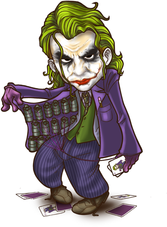 Chibi Joker na may Cards at Grenades Wallpaper