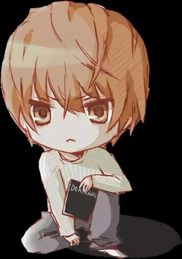 Chibi Light Yagami na may Death Note Wallpaper