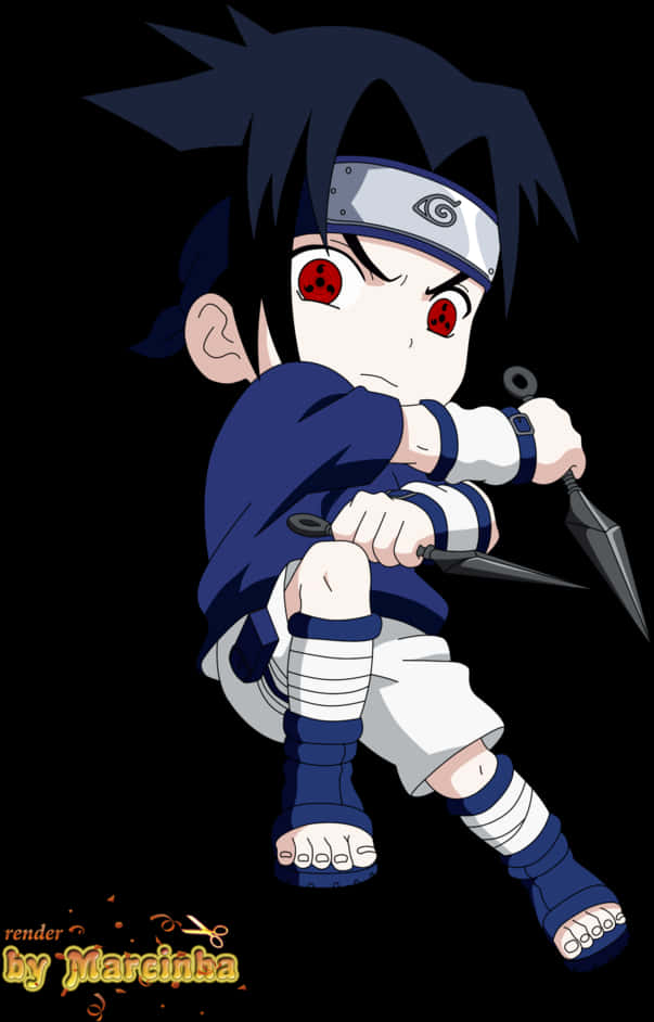 Chibi Sasuke Handa na sa Labanan Wallpaper