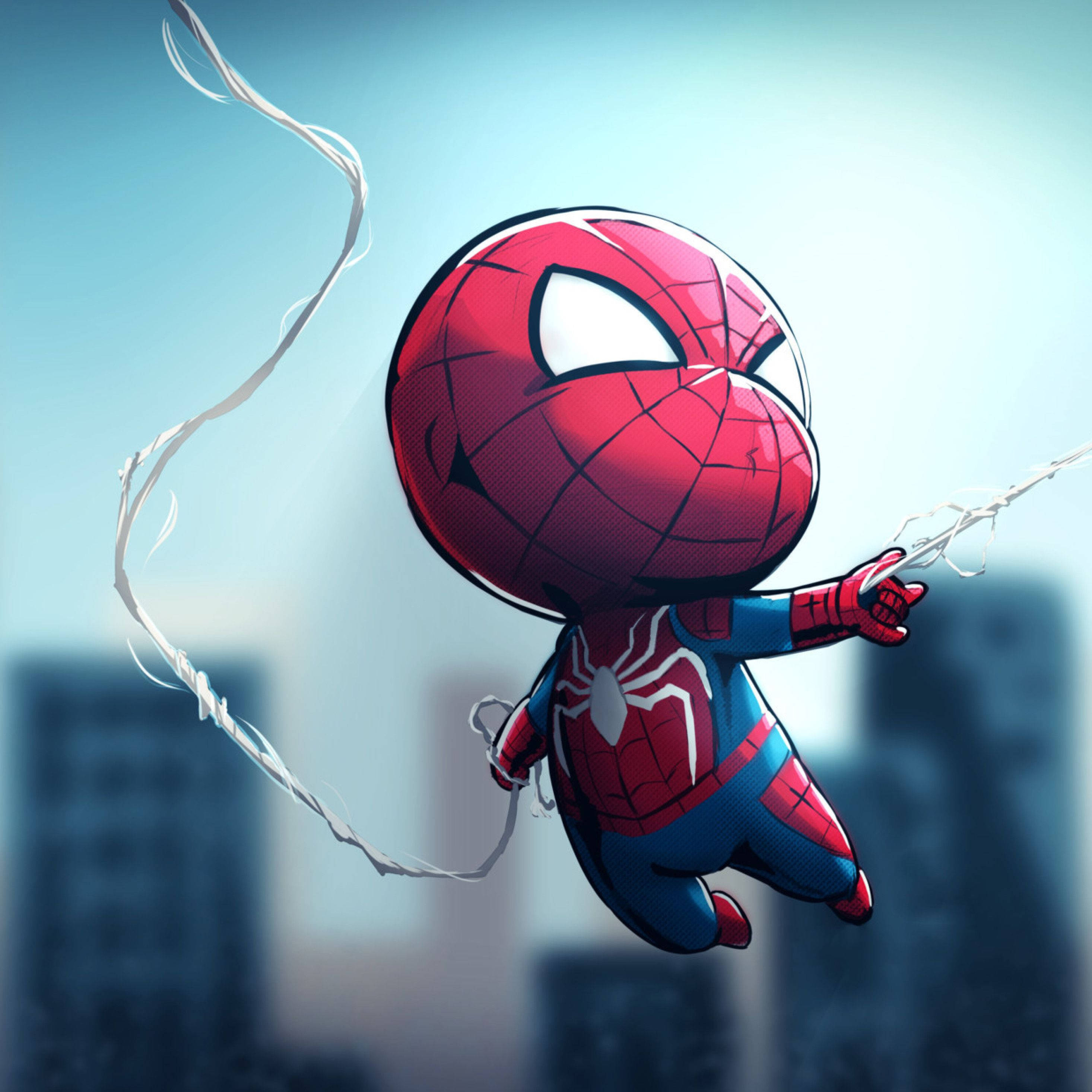 Chibi Spiderman na may Lobong Pula! Wallpaper