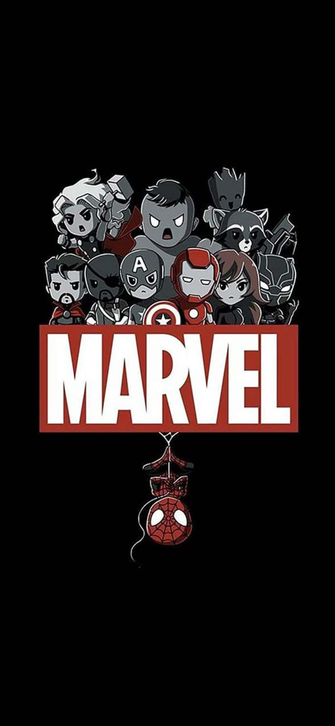 Chibi Superheroes iPhone XS Marvel Background Wallpaper