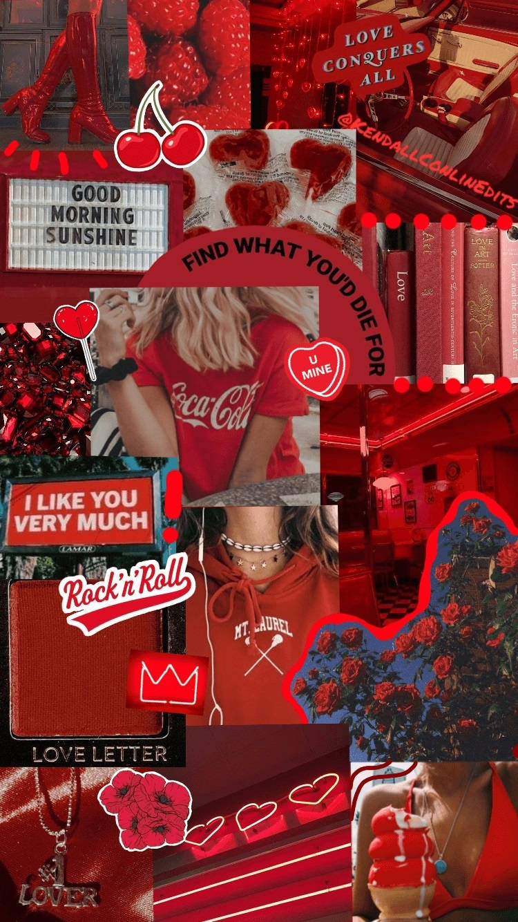 Chic na Scrapbook Red Aesthetic iPhone Wallpaper