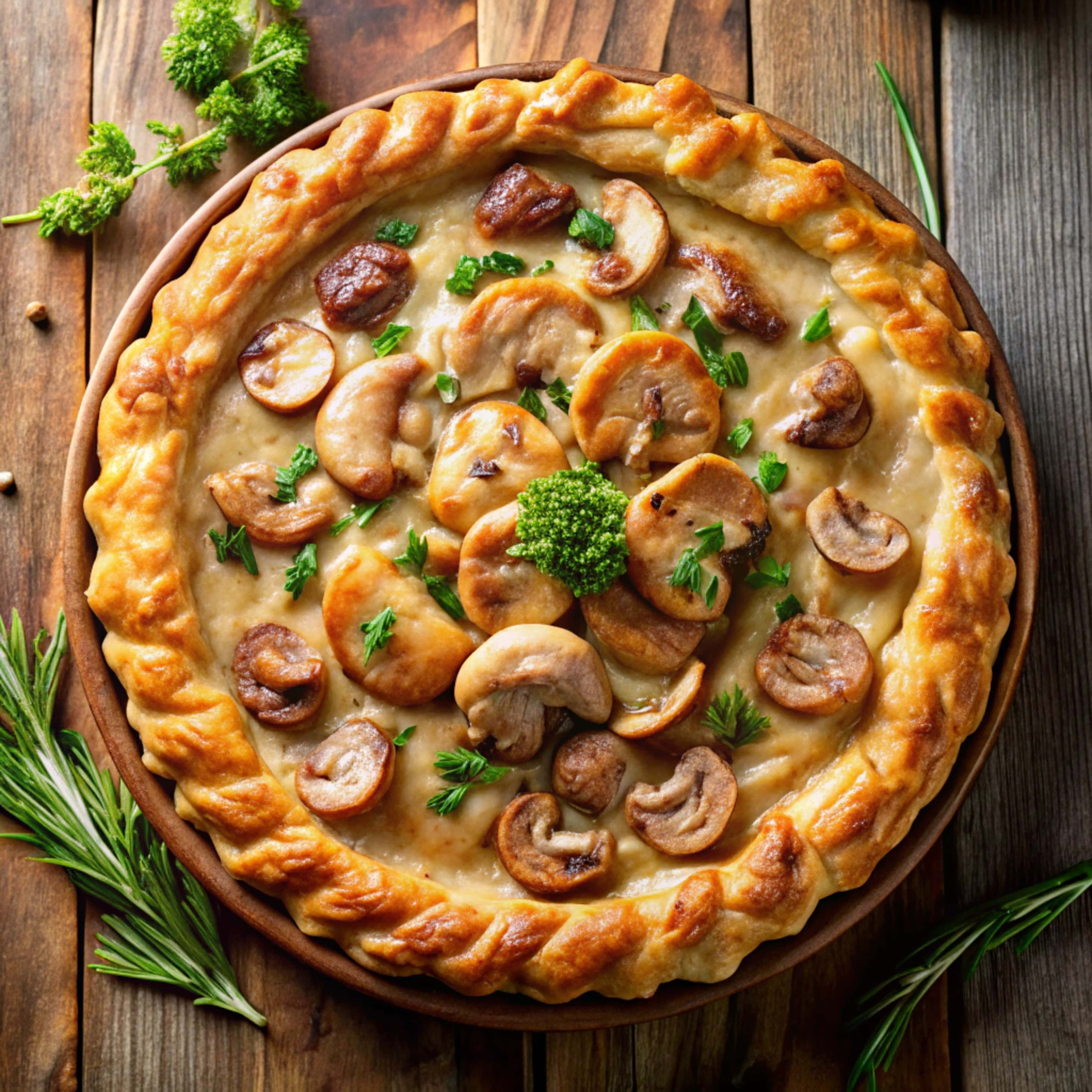 Chicken at mushroom pie na may tart Wallpaper