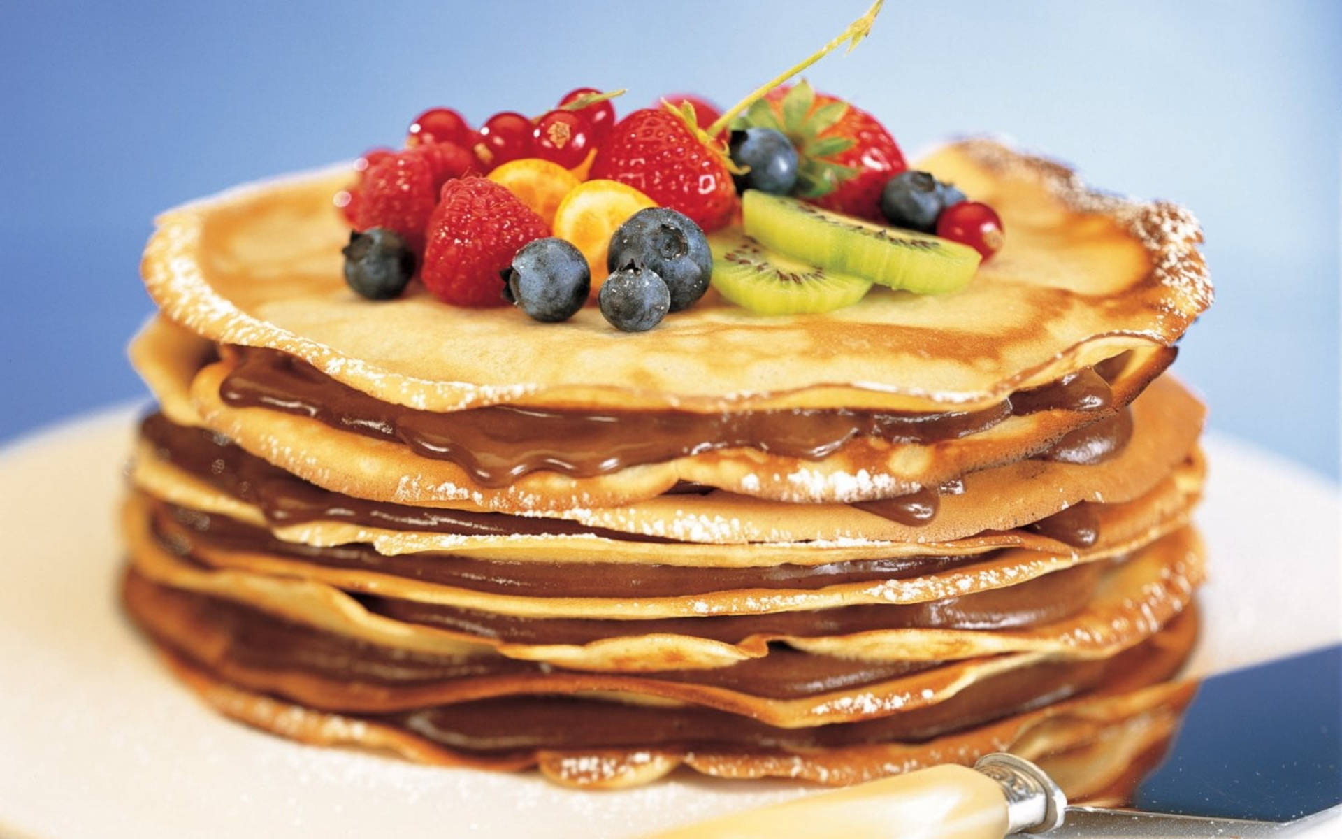 Chocolate Pancakes Na May Berries Wallpaper