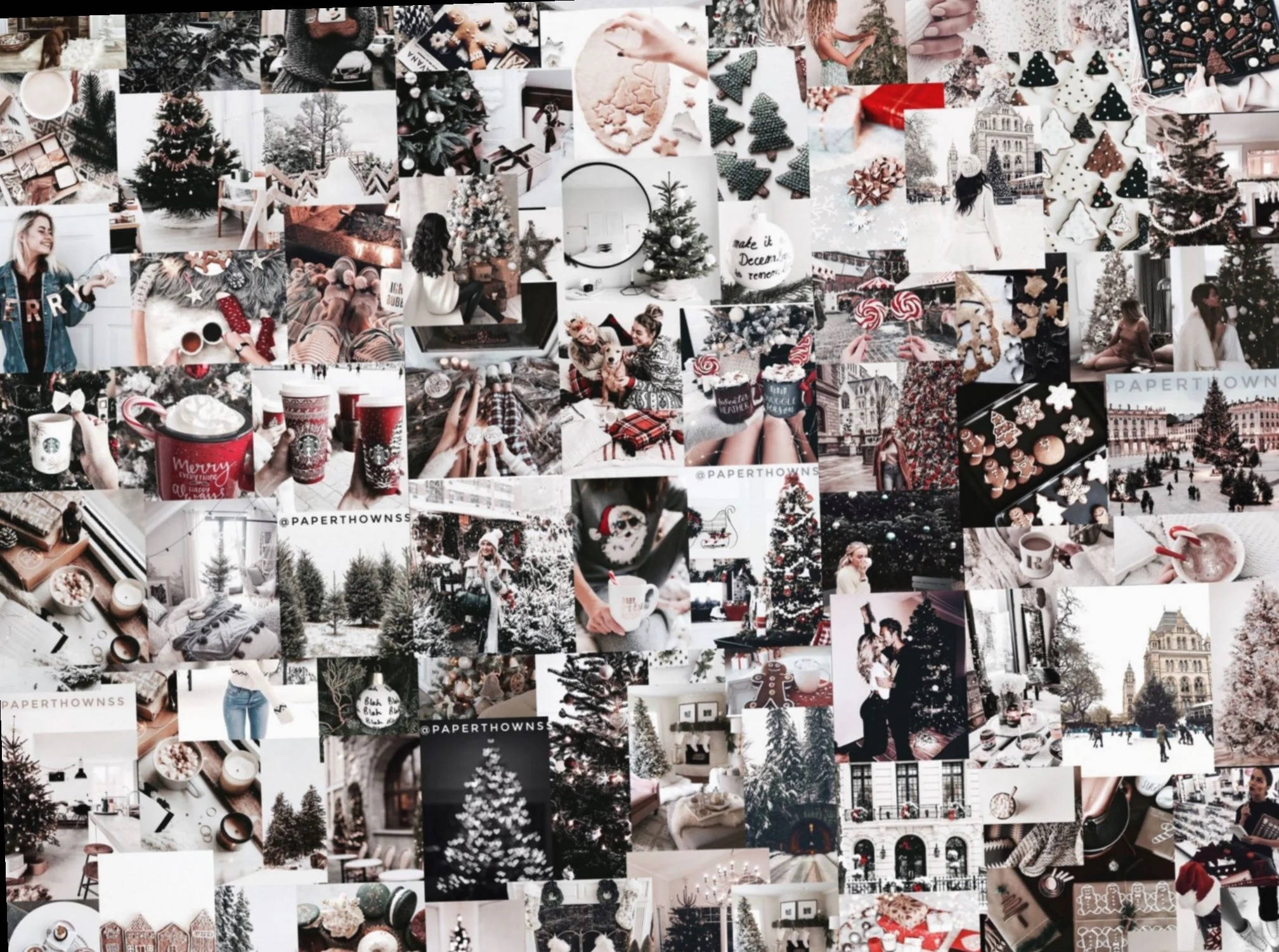 Christmas Collage Sa Greyscale Wallpaper