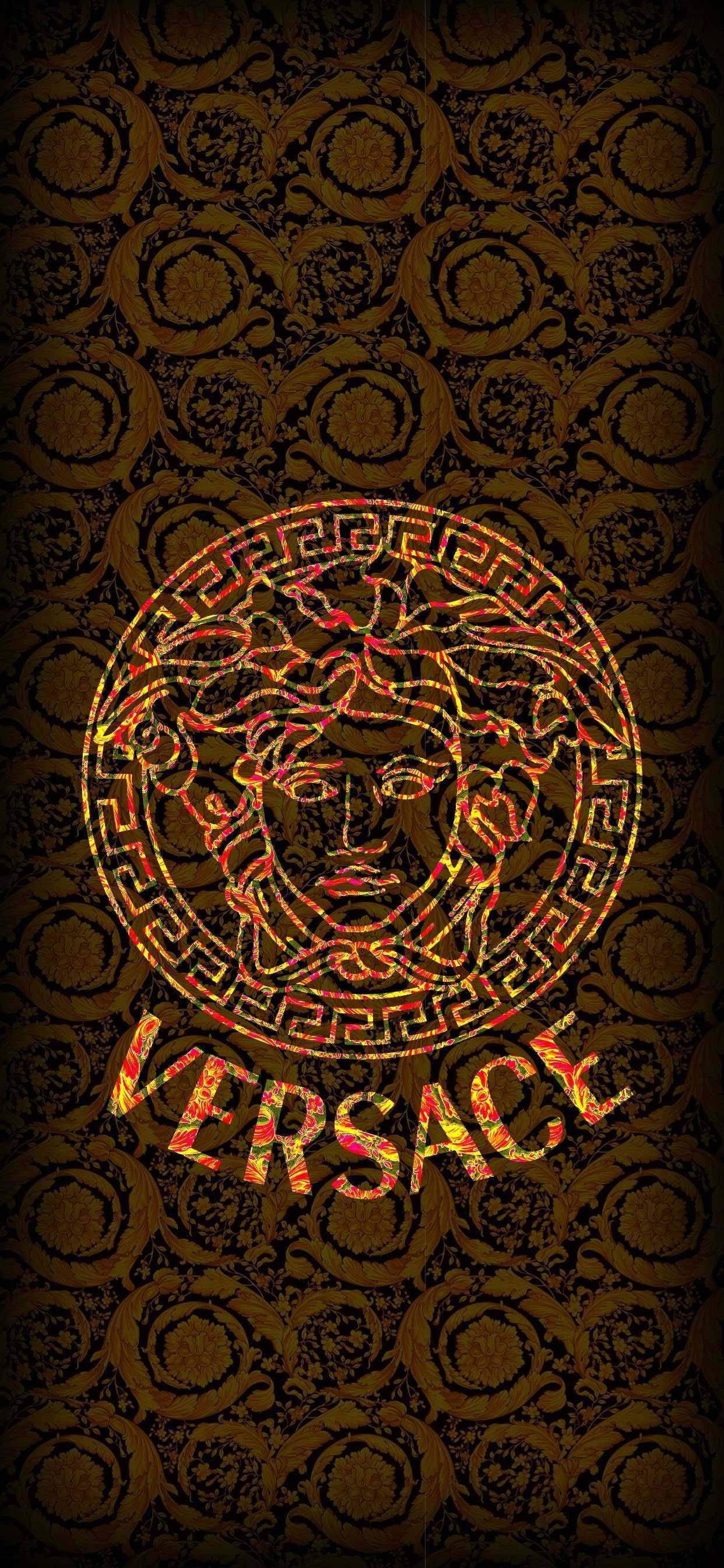 Classic Versace Logo Pattern Canvas Wallpaper