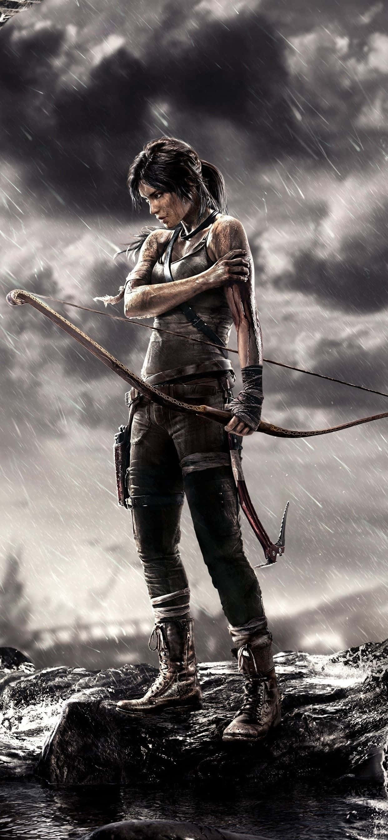 Umakyat sa mga bagong taas sa Rise of the Tomb Raider gamit ang iPhone Xs Max Wallpaper