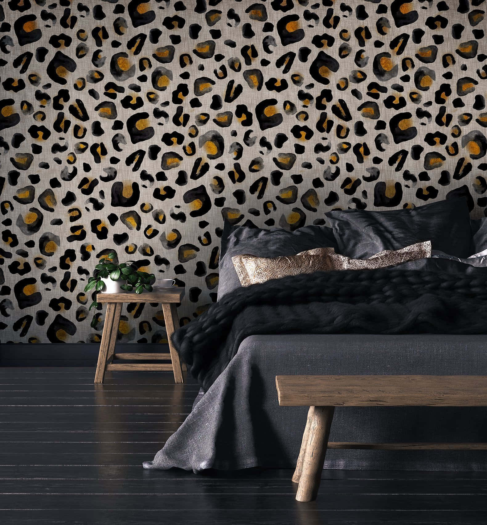 Close up ng isang Leopard sa kanyang natural na tirahan Wallpaper