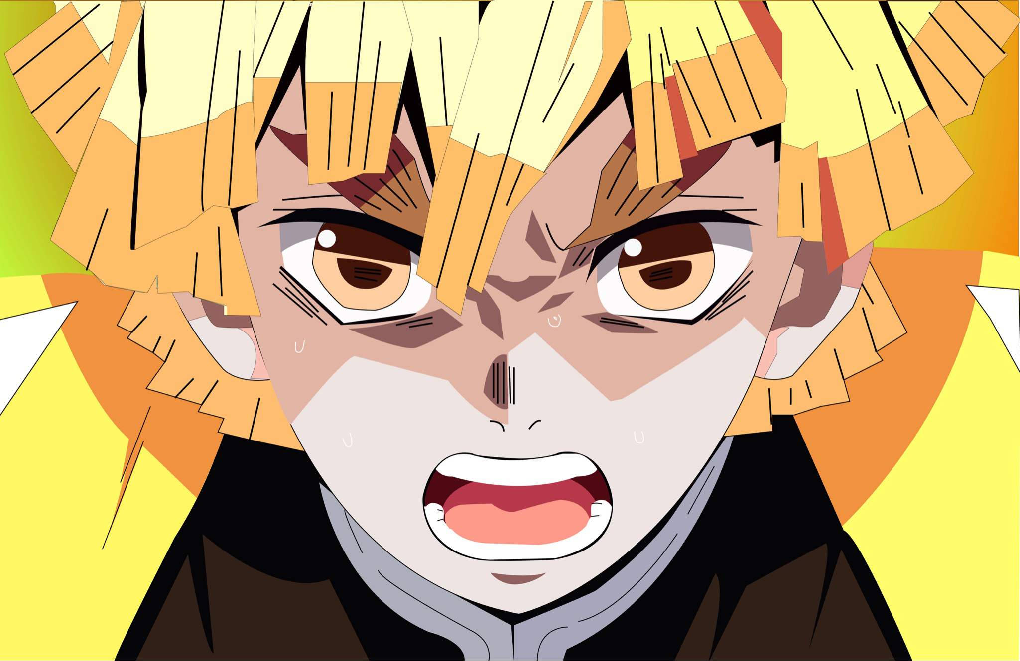 Close Up ni Zenitsu mula sa Demon Slayer Wallpaper