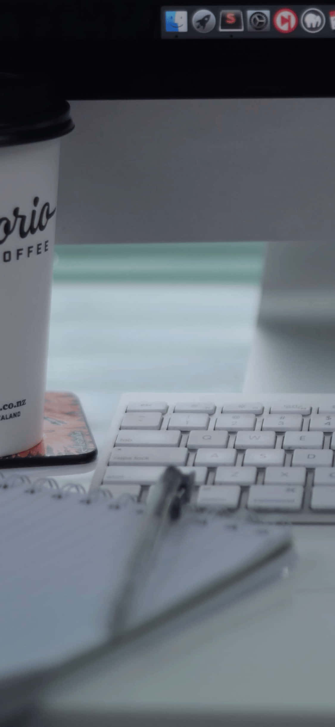 Coffee Cup iPhone X Office Background Wallpaper