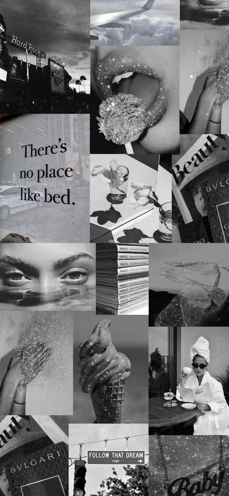 Collage Black And White Aesthetic Background Wallpaper