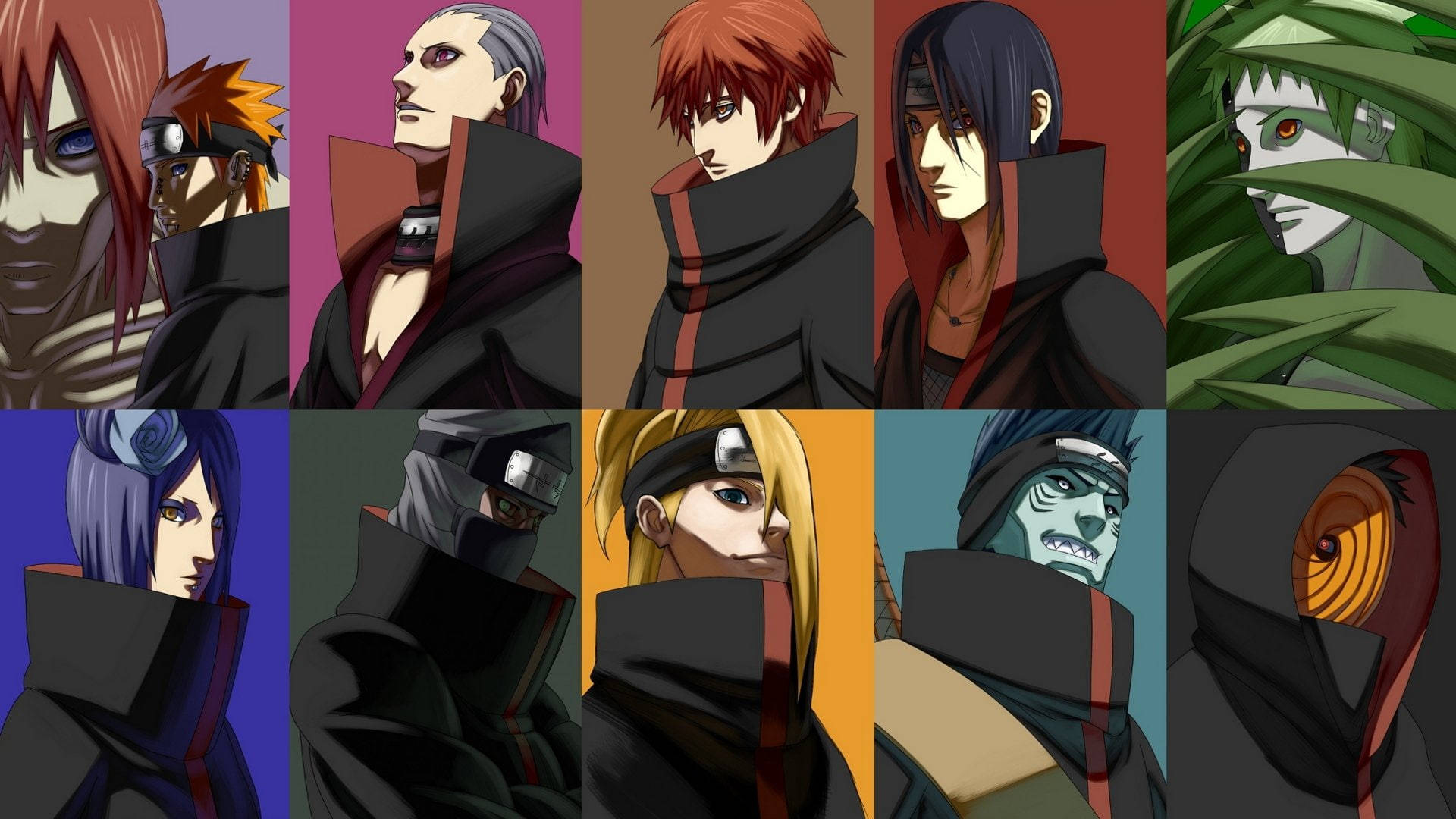 Collage ng mga Miyembro ng Akatsuki PC Wallpaper