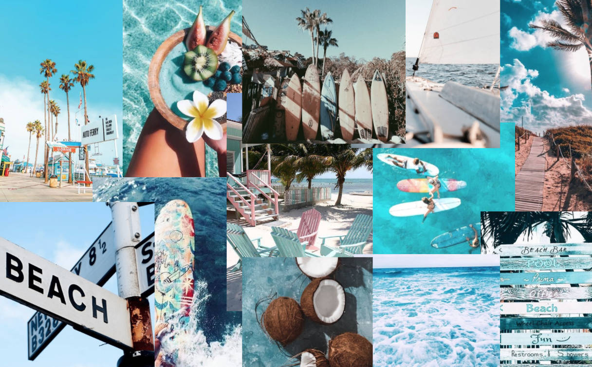 Collage ng Tag-init na Aesthetic ng Dalampasigan Wallpaper