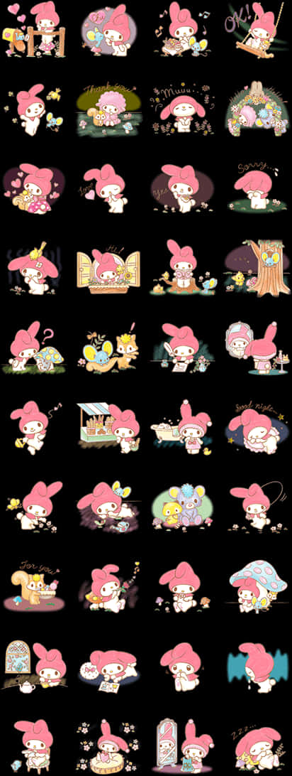 Compilasyon ng mga Ekspresyon at Aktibidad ni My Melody Wallpaper