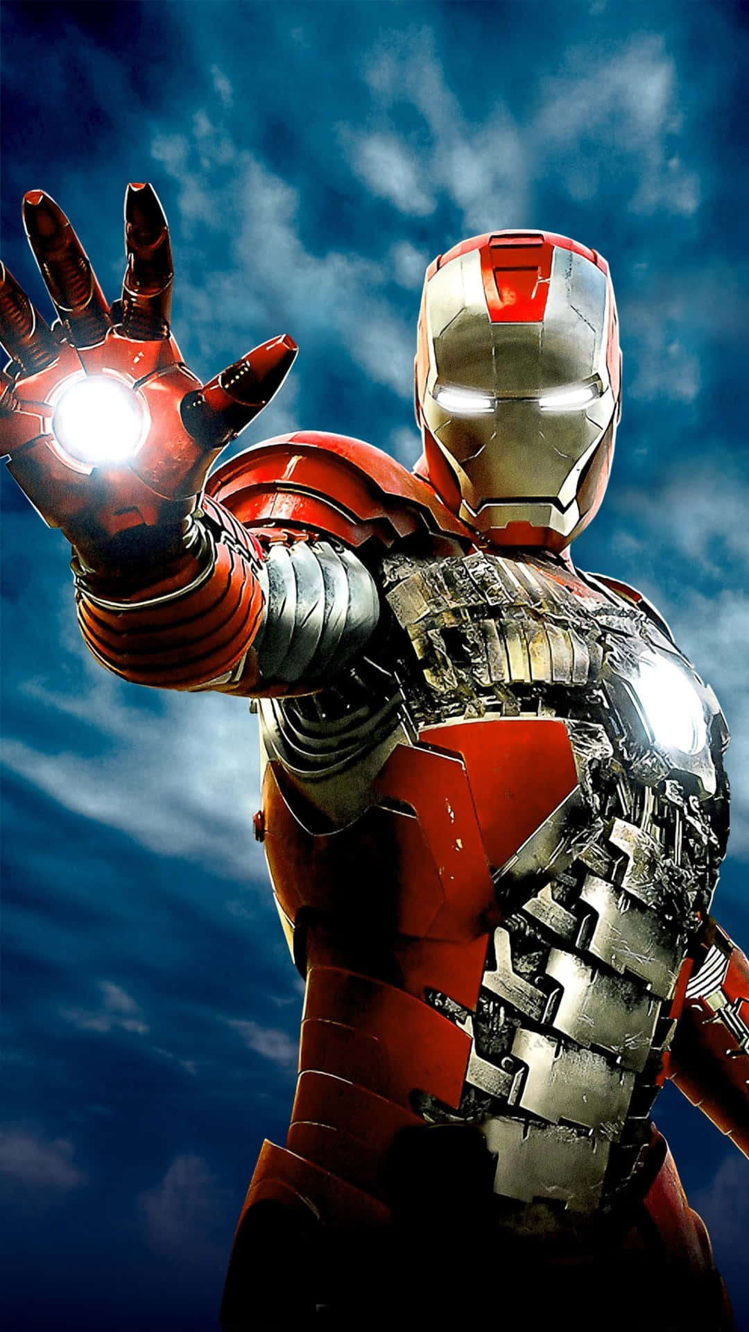 Cool 3D Iron Man Sa Itaas ng Langit iPhone Wallpaper