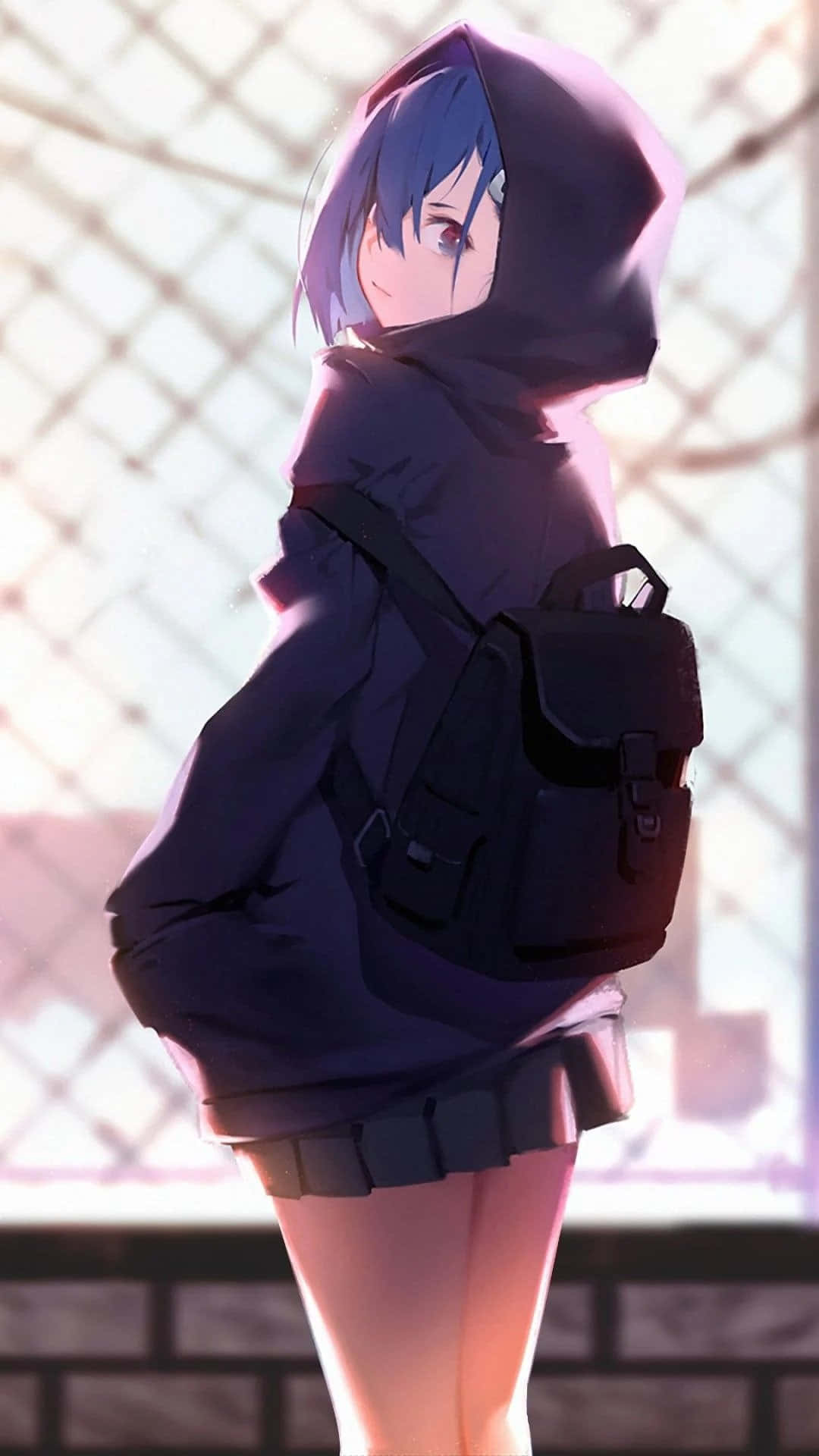 Cool at Comfy: Anime Girl na Naka-Hoodie Wallpaper