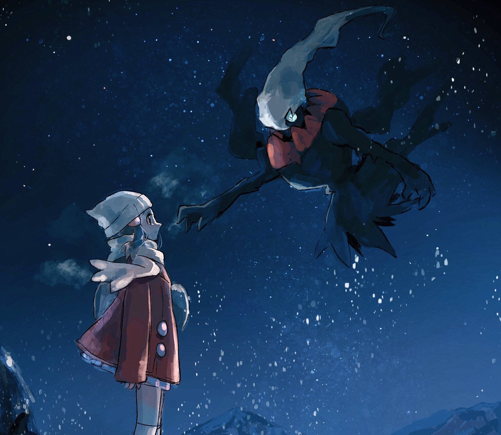 Cool Darkrai at Isang Babaeng Tablet Wallpaper