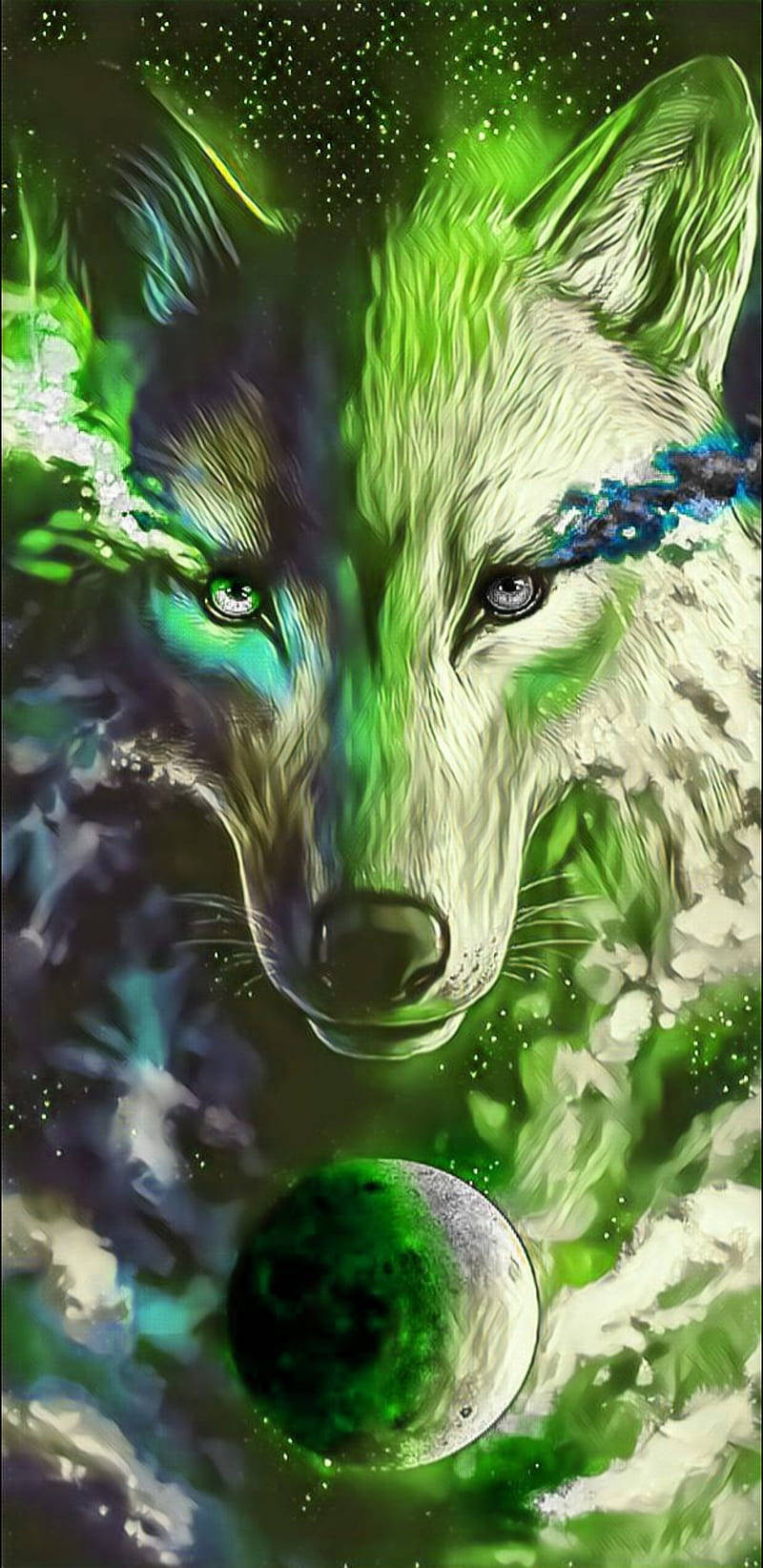 Cool Green Painting Of Galaxy At Lobo Wallpaper