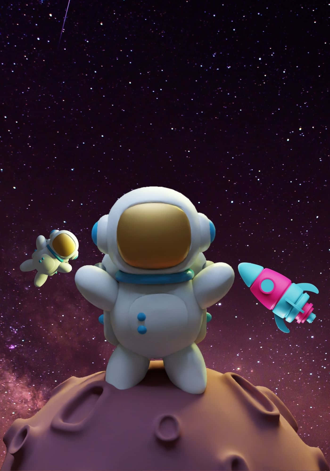 Cool na 3D Astronaut sa Kalawakan Background Wallpaper